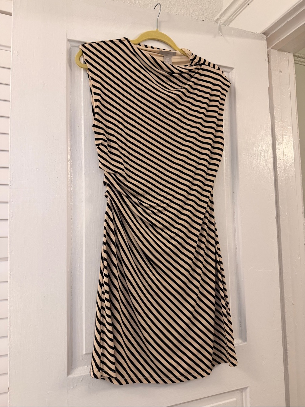 Sleeveless Black and Cream Striped Women’s Dress